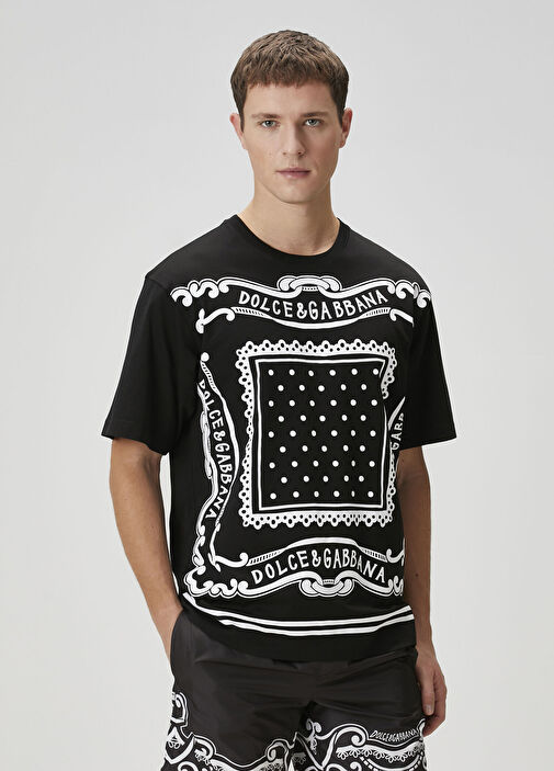 Dolce&Gabbana - Siyah Logo Baskılı T-shirt - Siyah