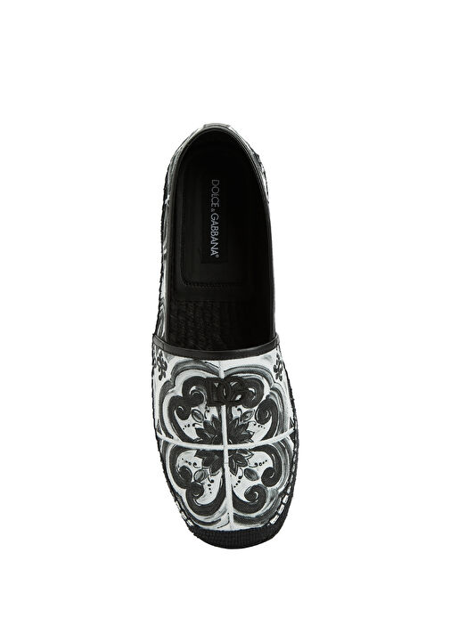 Siyah Beyaz Majolica Desenli Erkek Espadril - Görsel 5