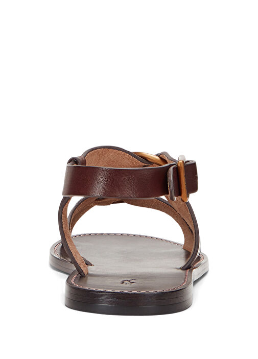 Kahverengi Kadın Deri Sandalet - Görsel 4