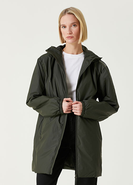 Rains Lohja Dark Green Long Jacket
