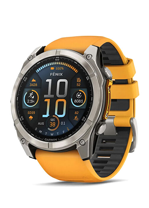 Garmin - Fenix 8 Amoled Sapphire 51mm Turuncu Titanyum Grafit