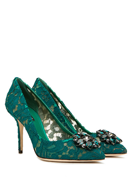 Lace Yeşil Topuklu Ayakkabı - Görsel 3