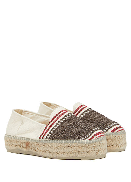Kahverengi Beyaz Kadın Espadril - Görsel 3