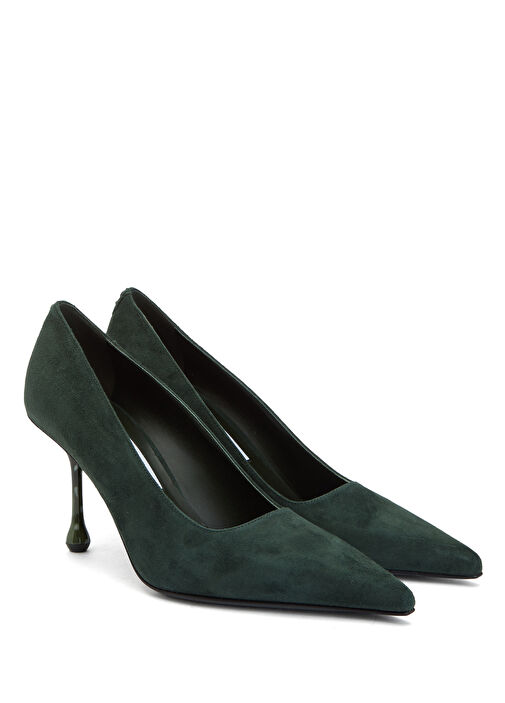 Ixia Koyu Yeşil Süet Stiletto - Görsel 3