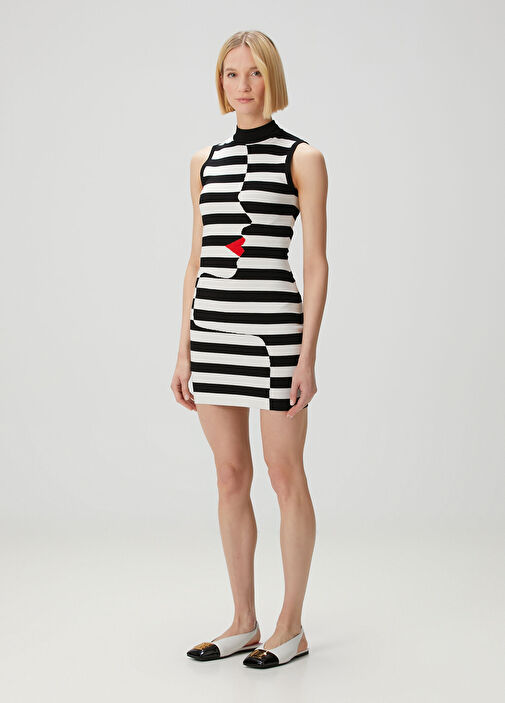 Balmain - Black White Striped Mini Dress