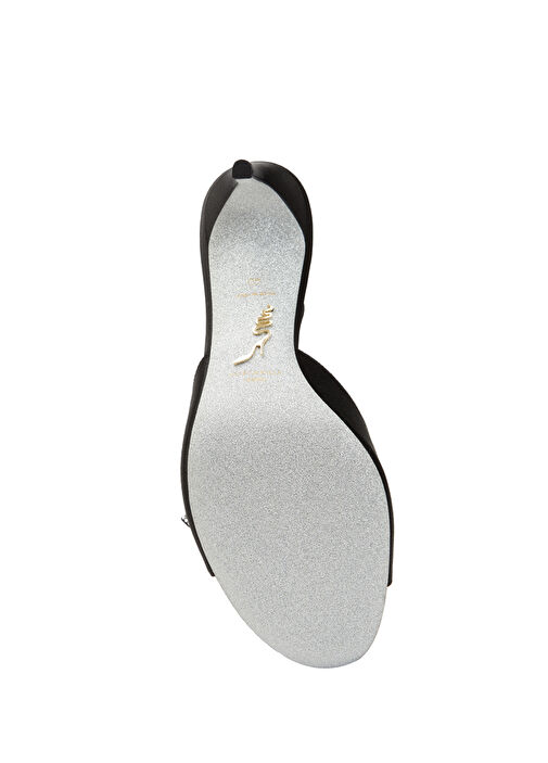 Siyah Taşlı Fiyonk Detaylı Kadın İpek Sandalet - Görsel 6