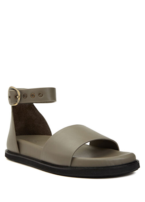 Haki Kadın Deri Sandalet - Görsel 3