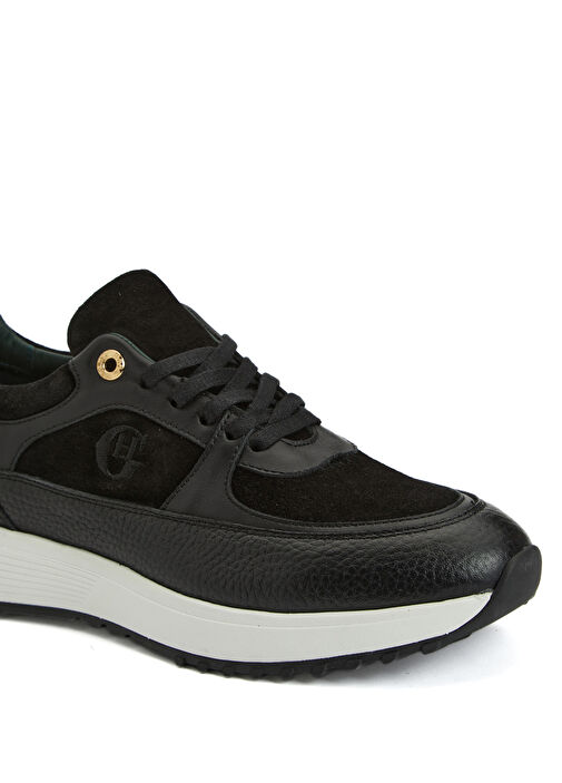 Siyah Nakış Detaylı Kadın Deri Sneaker - Görsel 7