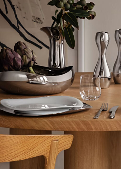 Georg Jensen - Large Cobra Silver Çelik Kase - Gri