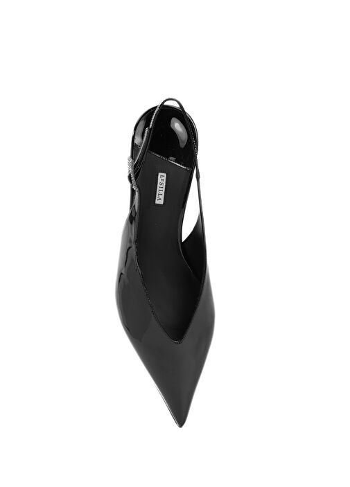 Siyah Deri Topuklu Ayakkabı - Görsel 5