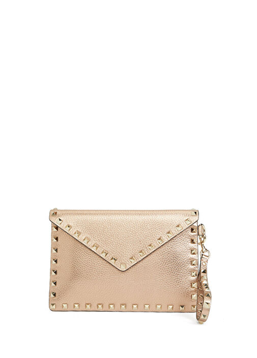 Rockstud Medium Pudra Kadın Deri El Portföyü