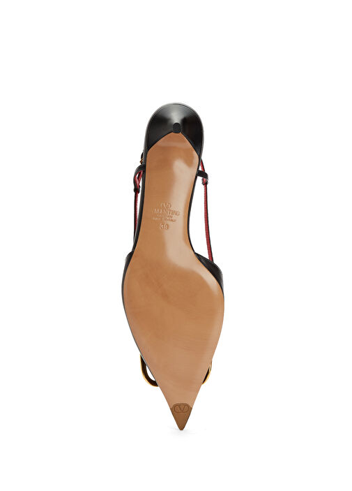 VLogo Siyah Deri Topuklu Ayakkabı - Görsel 6