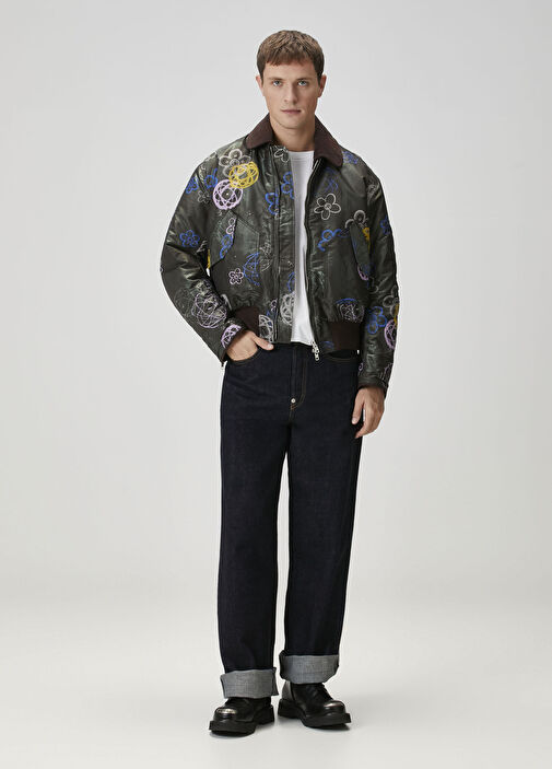 Kenzo - x Futura 2000 Koyu Haki Çiçek Desenli Bomber Mont - Koyu Haki