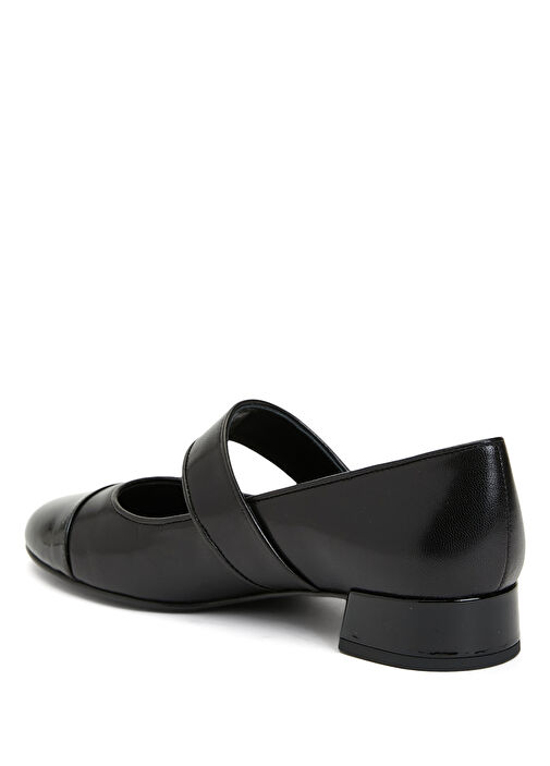 Siyah Deri Topuklu Ayakkabı - Görsel 4