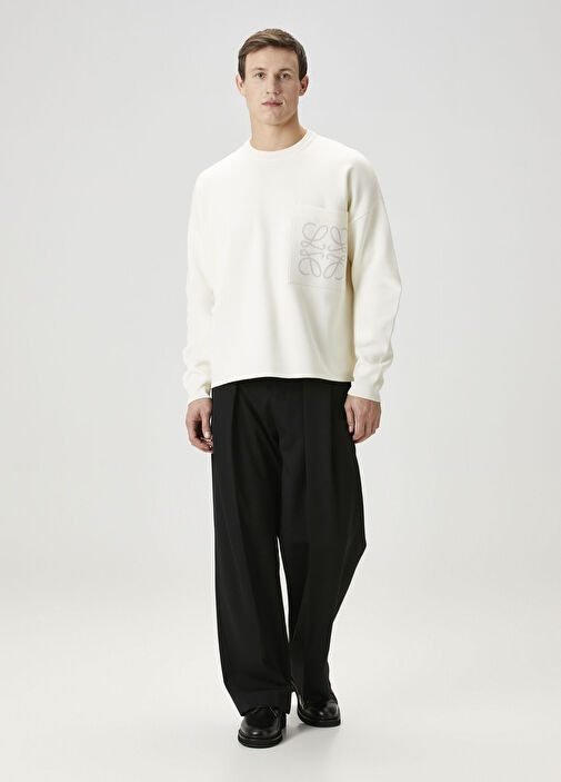 LOEWE ホワイト クルーネック トレーナー Loewe - White Logo Detailed Sweater