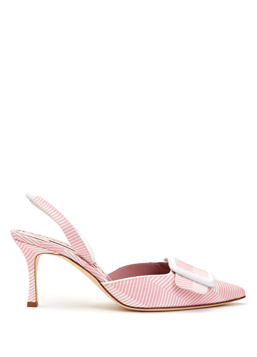 Mayslibi Pembe Beyaz Desenli Topuklu Ayakkabı - Görsel 2