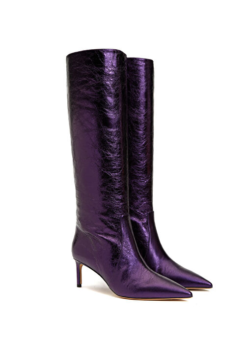 Mor Kadın Deri Çizme - Görsel 3