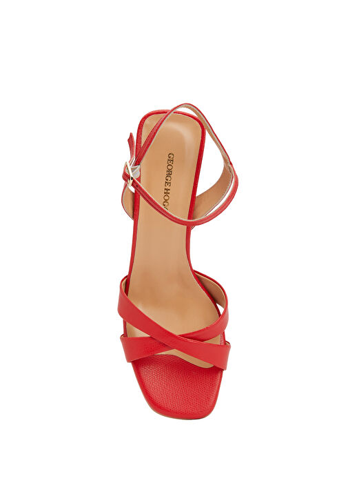 Kırmızı Kadın Deri Sandalet - Görsel 5