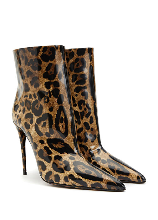 Leopar Desenli Kadın Deri Bot - Görsel 3