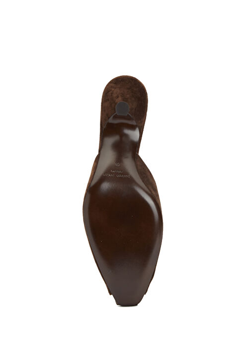 Koyu Kahverengi Kadın Deri Terlik - Görsel 6