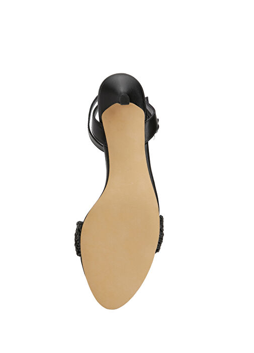 Siyah Hasır Topuklu Sandalet - Görsel 7