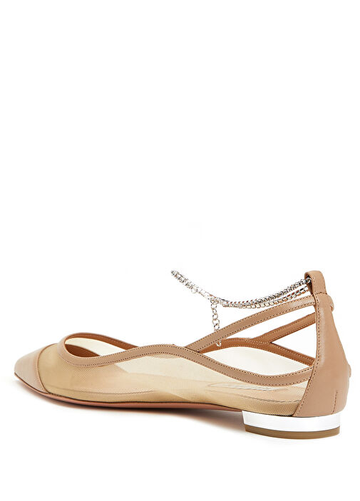 Nude Taşlı Zincir Detaylı Babet - Görsel 4