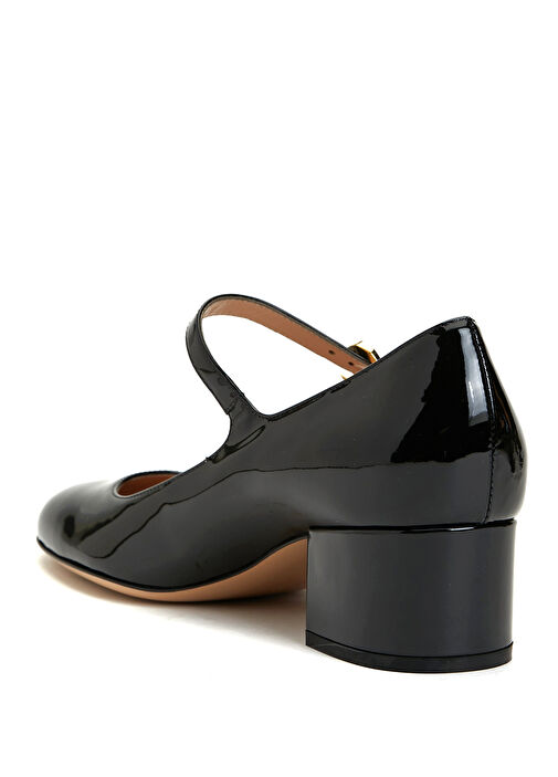 Siyah Deri Topuklu Ayakkabı - Görsel 4
