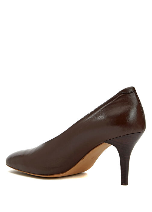 Kahverengi Deri Topuklu Ayakkabı - Görsel 4