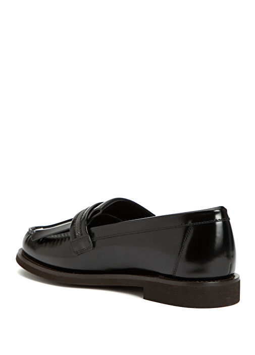 Siyah Kadın Deri Loafer - Görsel 4