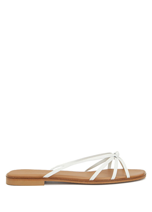 Mimosa Beyaz Kadın Deri Terlik - Görsel 2