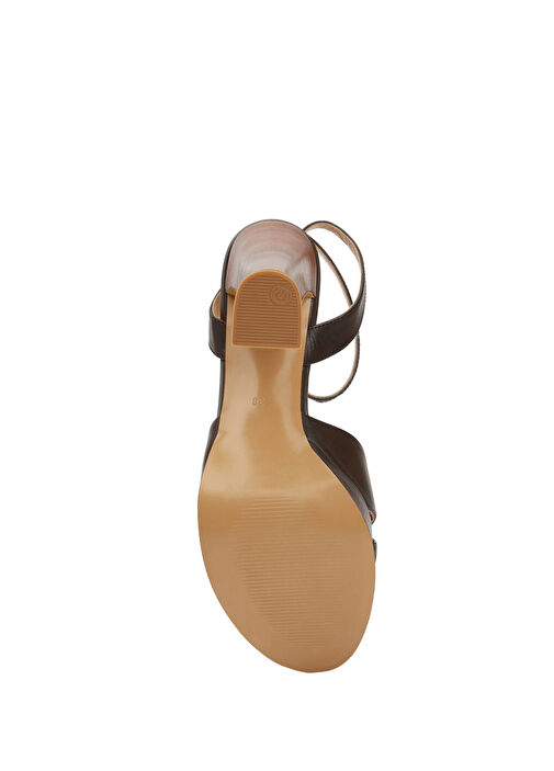 Kahverengi Kadın Deri Sandalet - Görsel 6