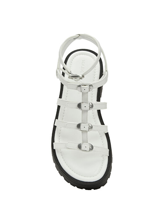 Beyaz Kadın Deri Sandalet - Görsel 5