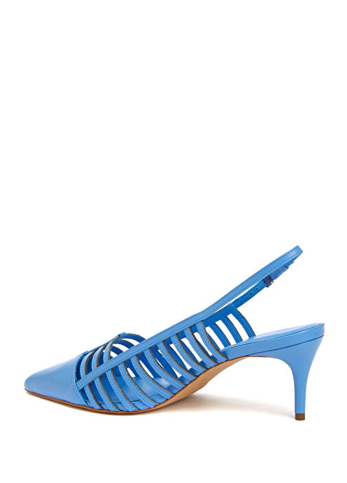 Mavi Deri Topuklu Ayakkabı - Görsel 4