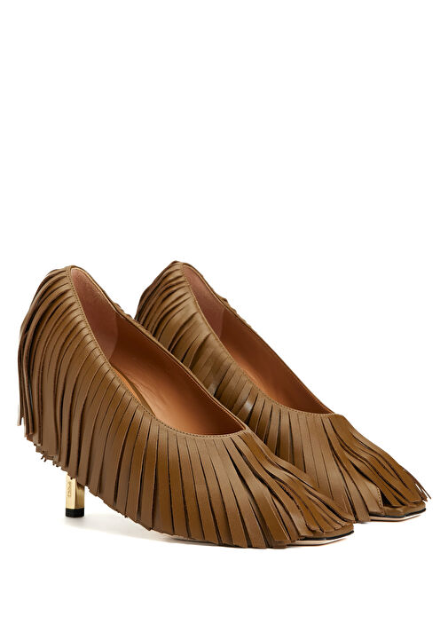 Mona Haki Deri Topuklu Ayakkabı - Görsel 3