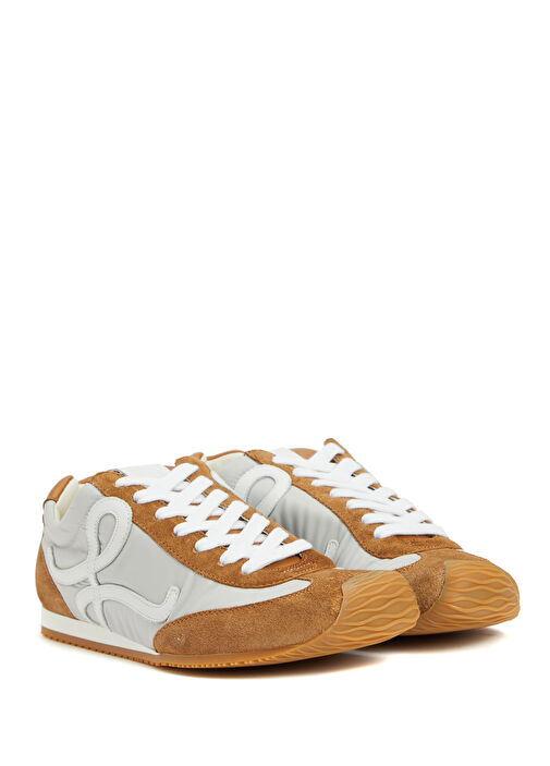 Ballet Runner Taba Gri Kadın Deri Sneaker - Görsel 3