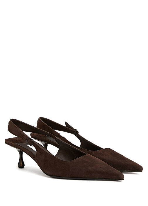Amel Koyu Kahverengi Süet Topuklu Ayakkabı - Görsel 3