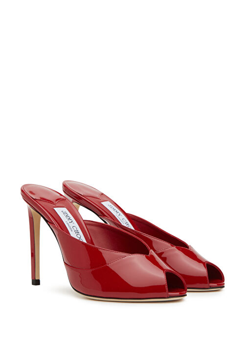 Brigitte Koyu Kırmızı Deri Topuklu Terlik - Görsel 3