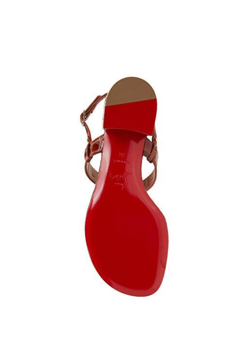 Koyu Kahverengi Kadın Deri Sandalet - Görsel 6