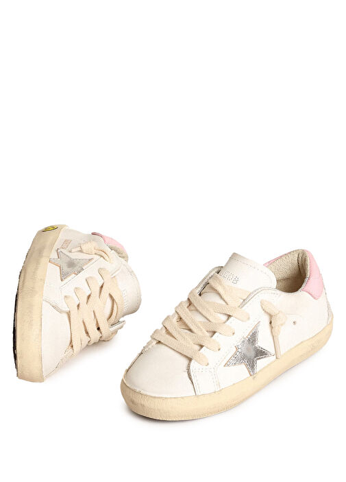 Super Star Pembe Beyaz Kız Çocuk Deri Sneaker - Görsel 3