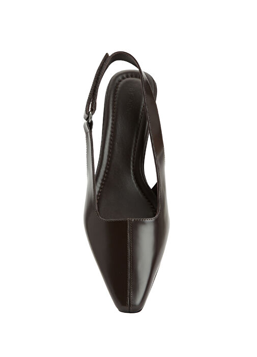 Utility Koyu Kahverengi Deri Topuklu Ayakkabı - Görsel 5
