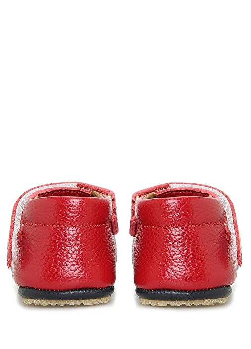 Lacivert Kırmızı El Yapımı Kız Bebek Deri Ayakkabı - Görsel 5