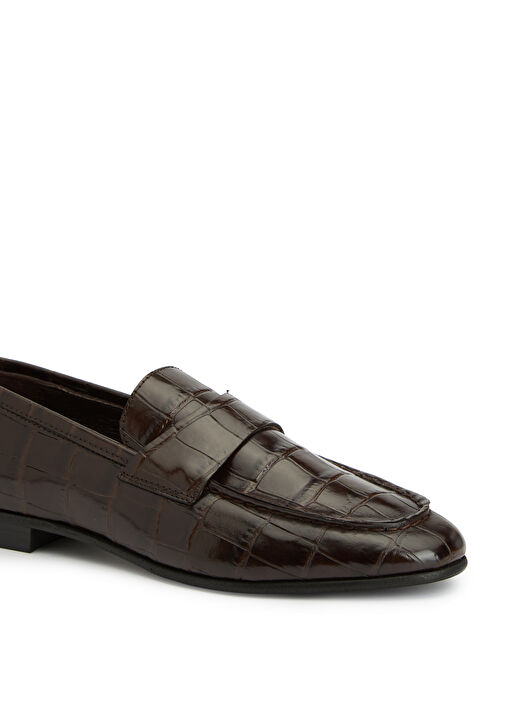 Kahverengi Kadın Deri Loafer - Görsel 7