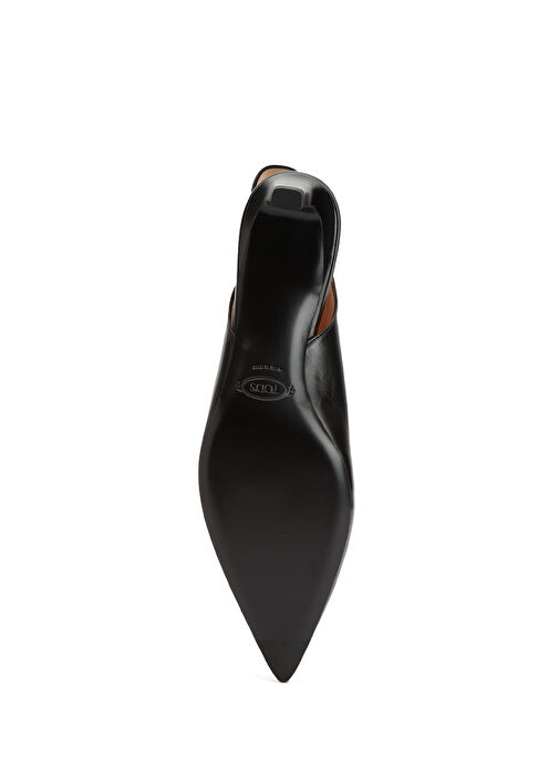 Siyah Deri Topuklu Ayakkabı - Görsel 6