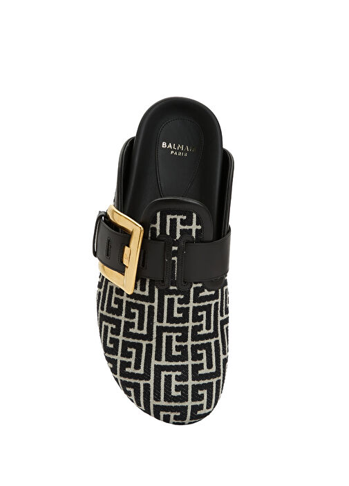 Siyah Beyaz Logo Desenli Erkek Terlik - Görsel 5