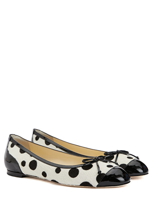 Capbal Siyah Beyaz Puantiye Desenli Deri Babet - Görsel 3