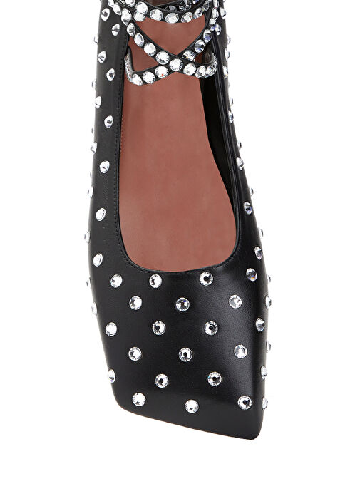 Ane Crystal Siyah Kadın Deri Babet - Görsel 5