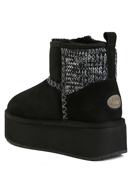 Stinger Knit Flatform Siyah Kadın Deri Bot - Görsel 4