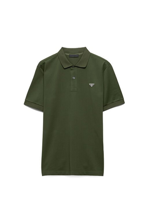Prada Yeşil Erkek Yeşil Pike Polo Yaka Kısa Kollu Erkek T-Shirt