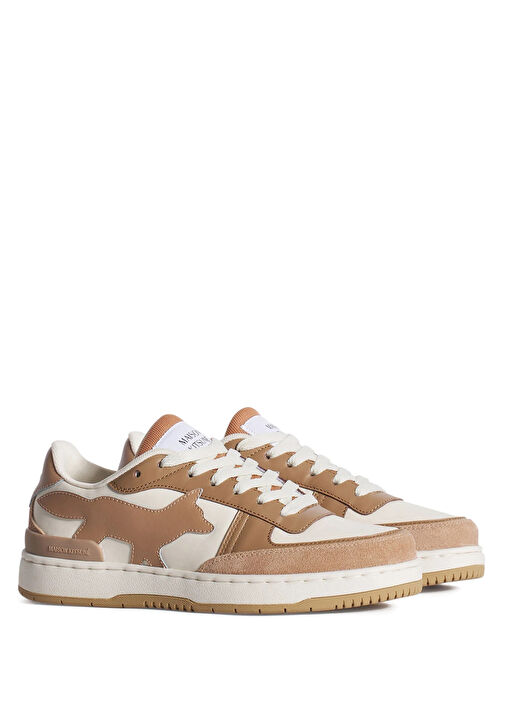 Beyaz Bej Kadın Deri Sneaker - Görsel 3