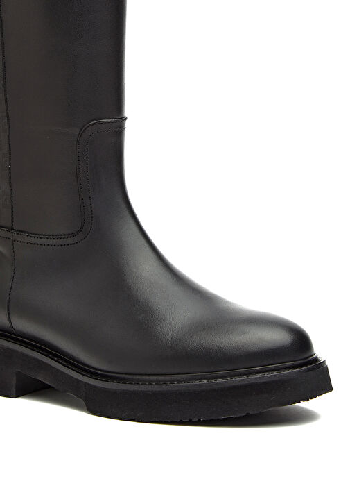 Siyah Baskılı Kadın Deri Çizme - Görsel 7